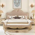 Stylish bench with armrests and nailheads