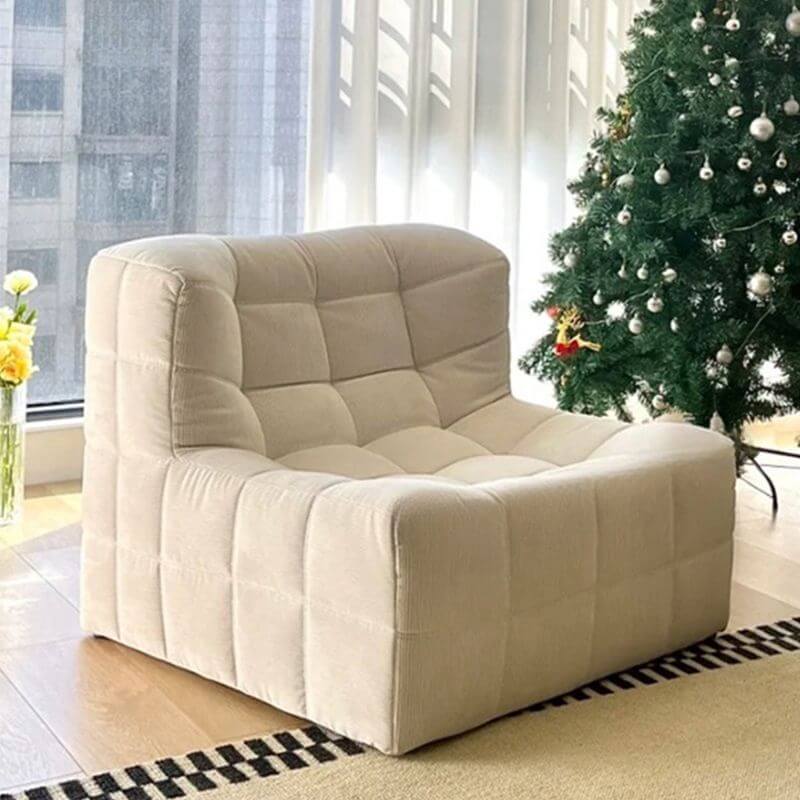 Beige tufted side chair in modern decor