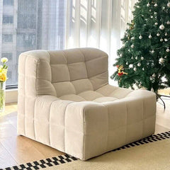 Beige tufted side chair in modern decor