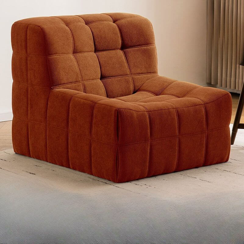 Chaise d'appoint Touffetée en Couleur Unie Beige/Sépia/Blanc avec Dossier Biscuit dans un Style Moderne Simple Image secondaire du produit