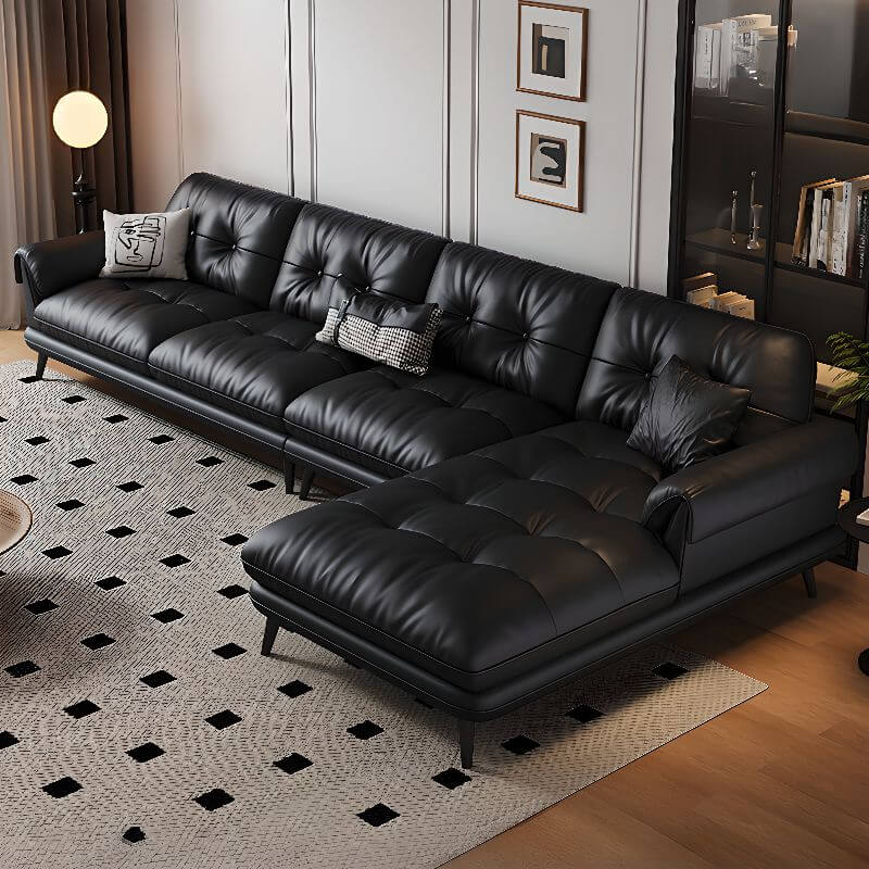 Black L-Shape Sofa Recliner Main image