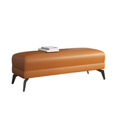 Black footstool showcasing metal legs