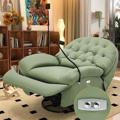 Modern rocking chair with upholstered green fabric