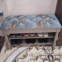 Flower patterned shoe bench