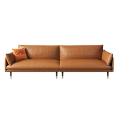 Glamorous brown couch against neutral decor