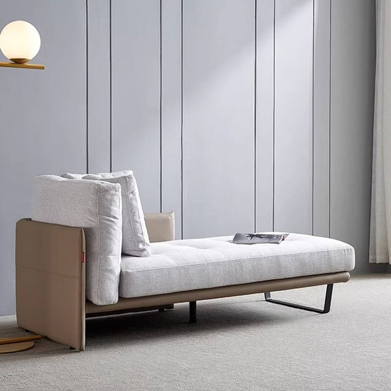 ブラウン/ホワイトパッド入りコーナー室内シェーズラウンジ with 左アームピース サブ画像