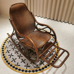 Close-up of wicker texture on rocking armchair