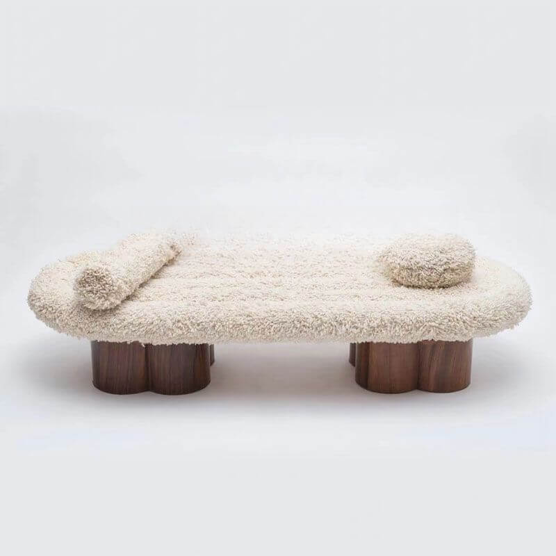 Casual Beige gepolsterte Solid Color Sitzbank Indoor mit Armlehnen und gepolstertem Komfort Zweitbild