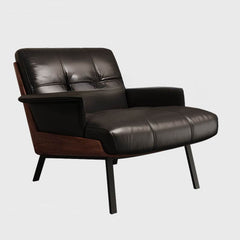 Casual Button-tufted Solid Color Arm Chair in Black