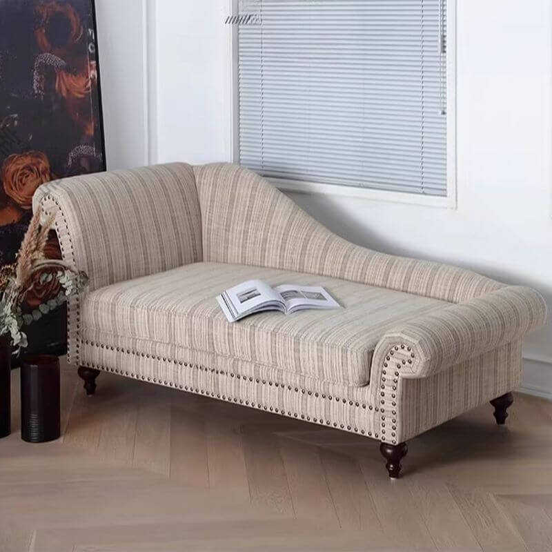 Casual Chaise Lounge Accent Chair in Striped Pattern