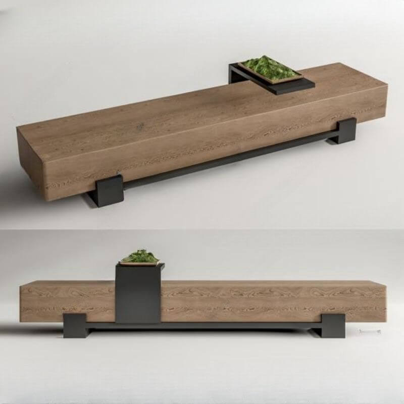 Casual Cocoa Solid Wood Accent Bench in a modern living room setting Hauptbild