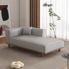 modern beige chaise lounge with wooden legs