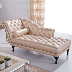 Casual Foam Reclining Rolled Arm Corner Unit Chaise Chair in Champagne