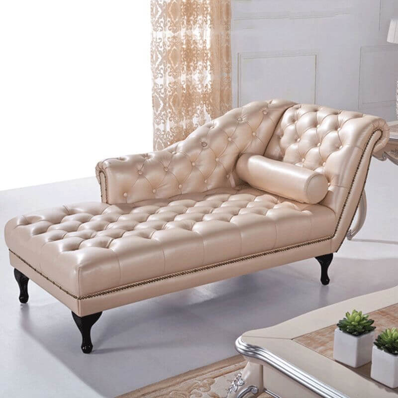 Modern oversized chaise lounge chair with rolled arms