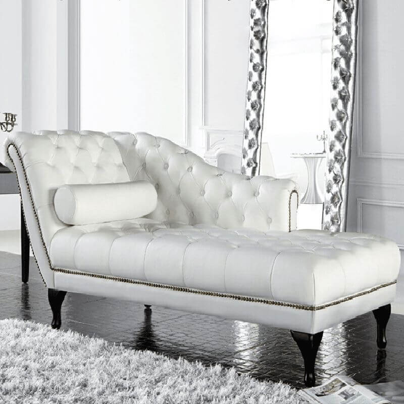 Faux leather chaise chair in elegant champagne color