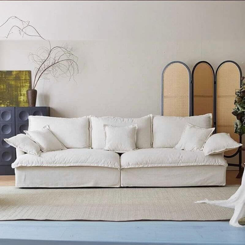 Casual ivory sofa in modern living room