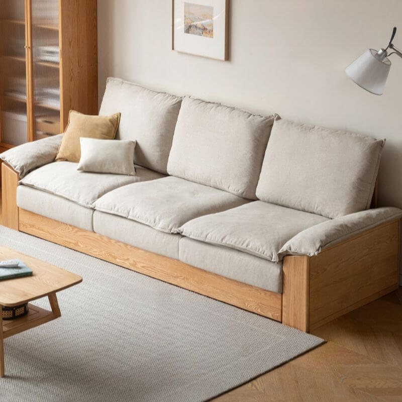 Close-up of sofa's soft fabric texture