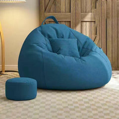 Comfy Khaki Bean Bag Set with Ottoman