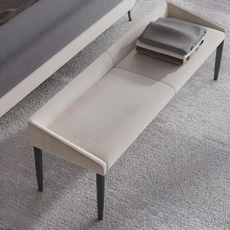 Light gray upholstered bedroom bench with back and arms Hauptbild