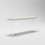 Clear acrylic accent bench in living room