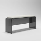 Clear acrylic accent bench in living room