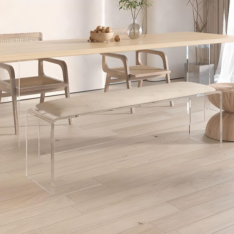 Accent bench with solid color upholstery