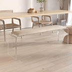 Accent bench with solid color upholstery