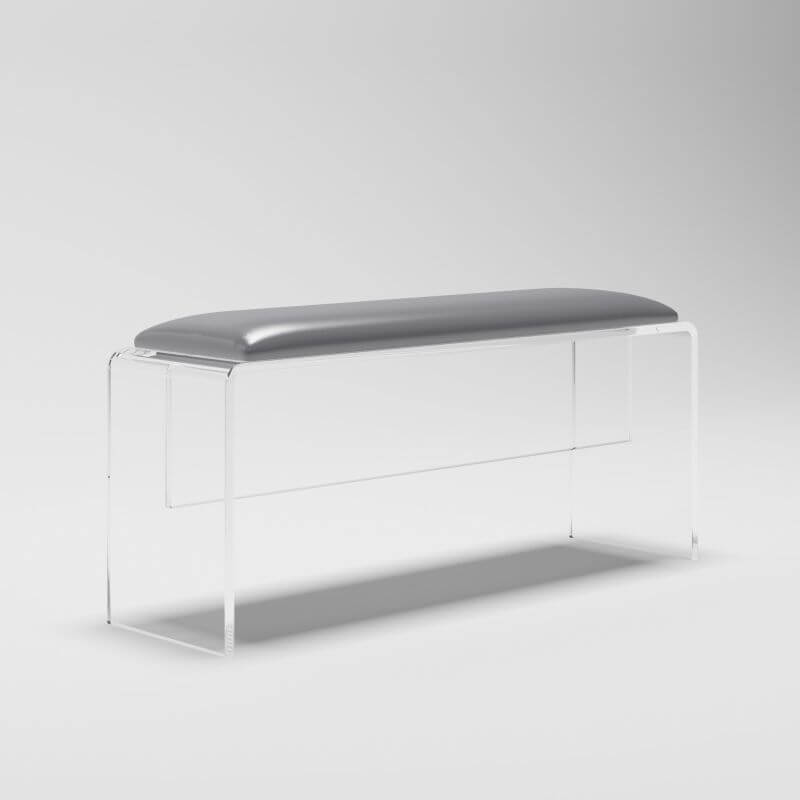 Black cushioned accent bench with modern design