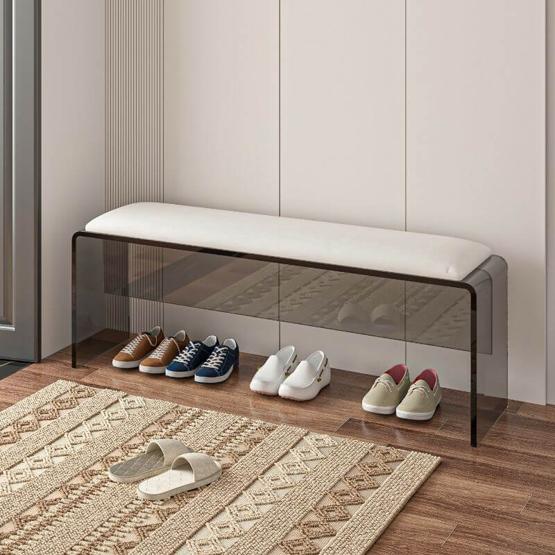 Black cushioned accent bench with modern design