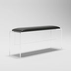 Beige upholstery on accent bench for comfort