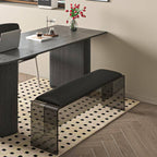 Beige upholstery on accent bench for comfort