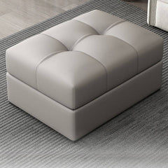 Dove grey footstool with olive green and cream accents