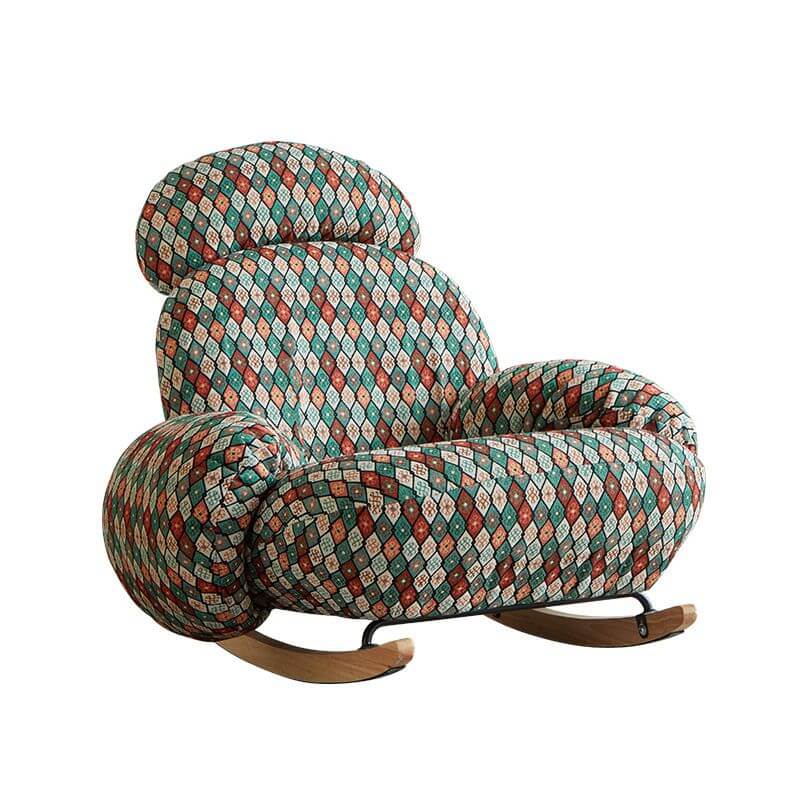 Casual Rocking Chair Couch with Round Arm and Ottoman, Stationary Secondary image