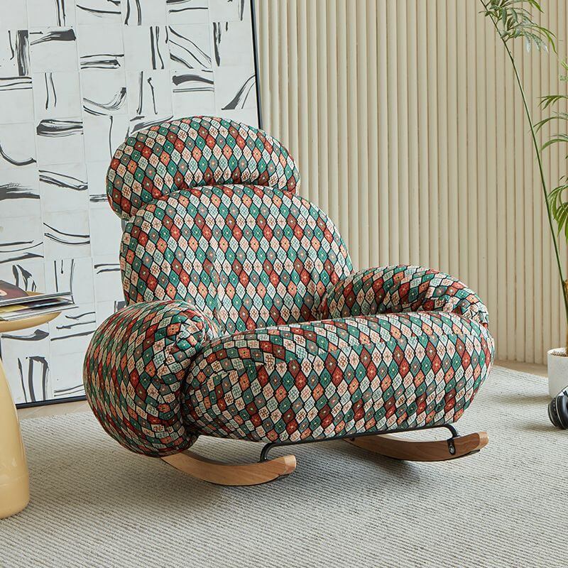 Yellow upholstered rocking chair for indoor use