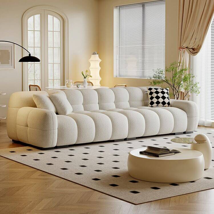Casual Scratch-tolerant Ivory Sofa in Living Room Main image