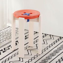 Red beech wood accent stool standing