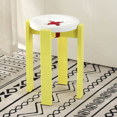 White beech wood accent stool isolated