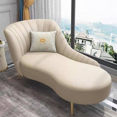 beige chaise armchair with flared arm