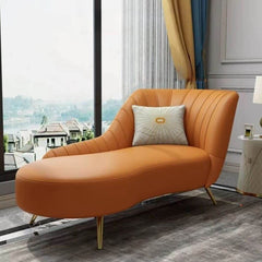 beige chaise armchair with flared arm