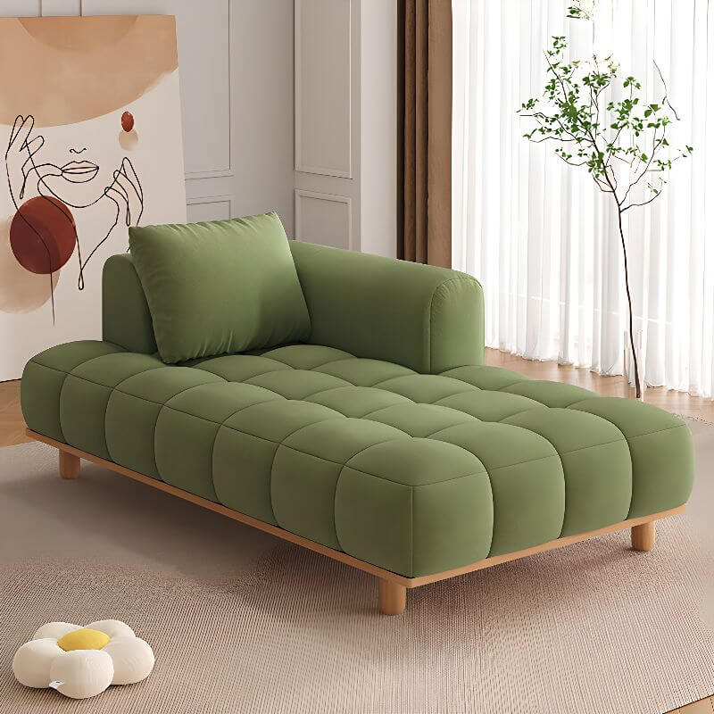 Casual Solid Color Left-Arm Chaise Chair in Pea Green Main image