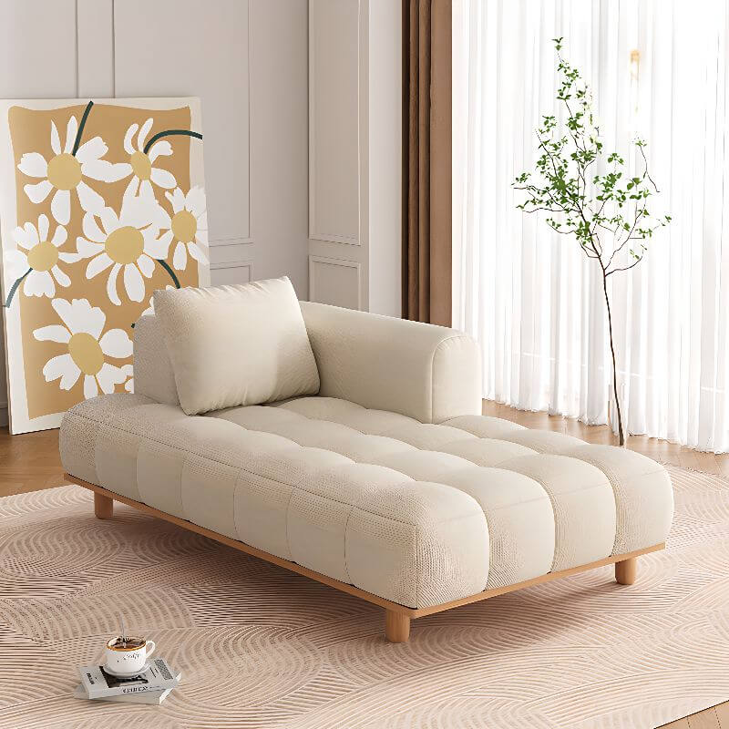 Casual solid color left-arm chaise chair in beige