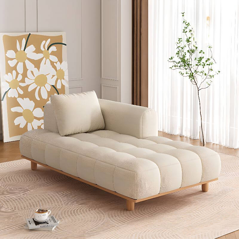 Casual solid color left-arm chaise chair in beige Main image