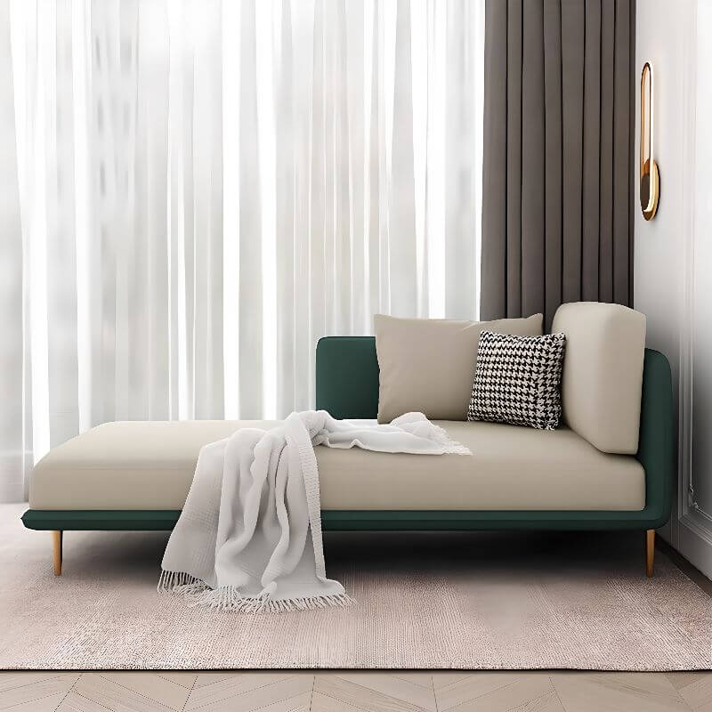 Casual Solid Color Reclining Chaise Chair with Square Arm and 3 Pillows Secondary image