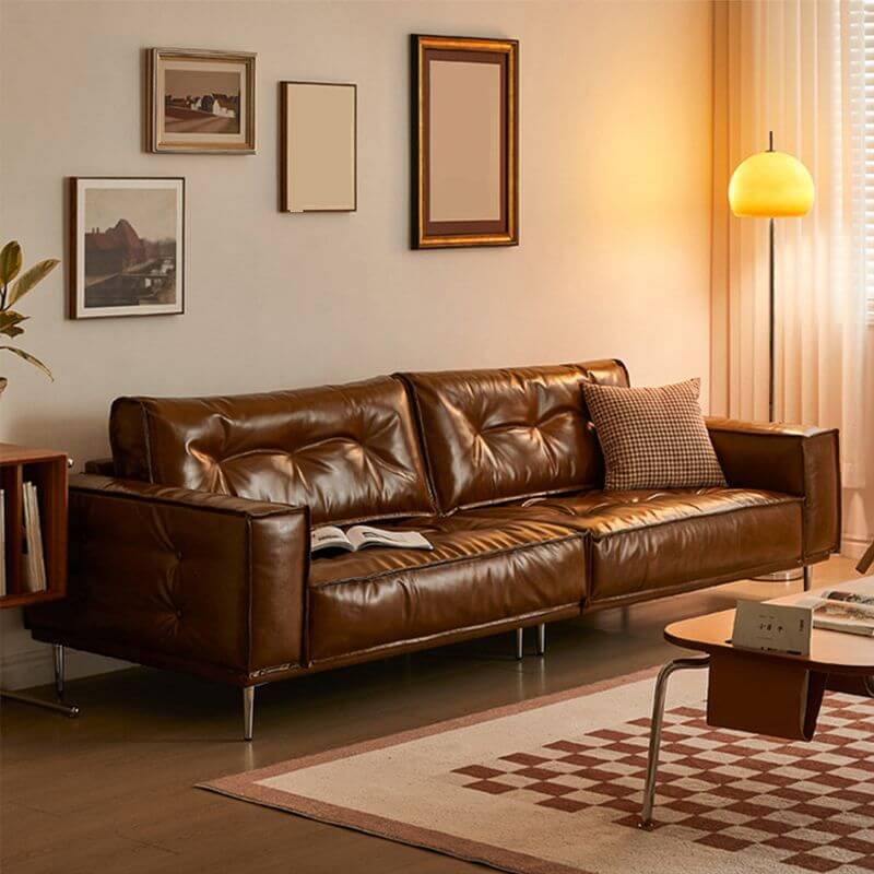 casual solid color sofa in sepia