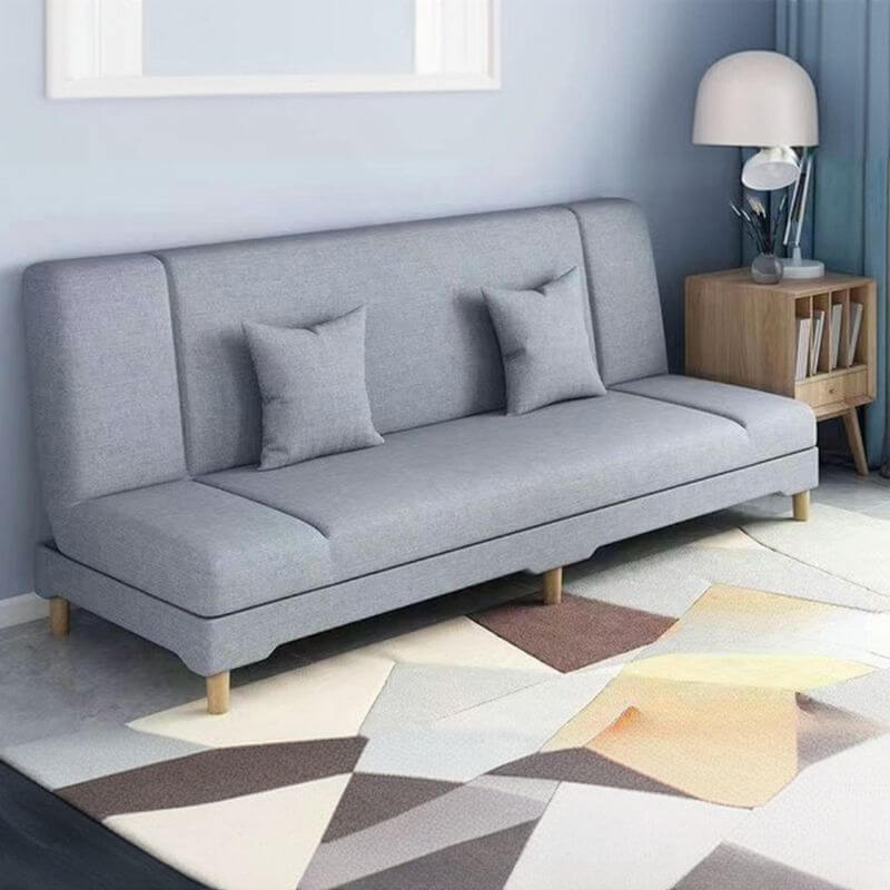 Casual Solid Color Tear Resistant Convertible Sofa in Grey メイン画像