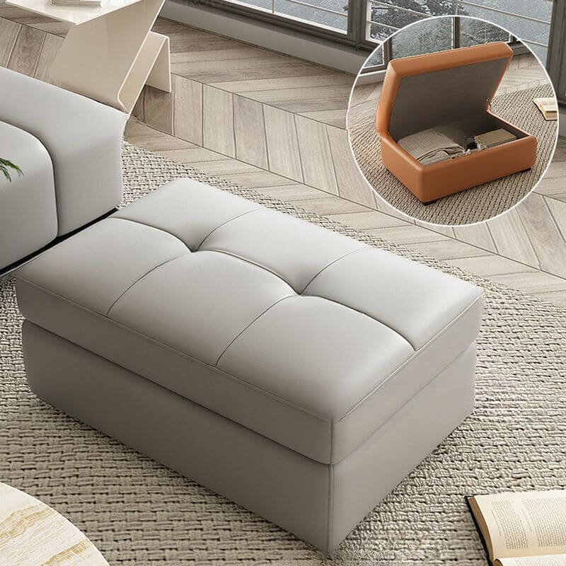Plush upholstered ottoman with hidden storage