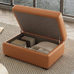 Solid color ottoman providing additional seating