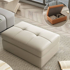 Modern storage ottoman with faux leather material