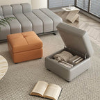 Modern storage ottoman with faux leather material