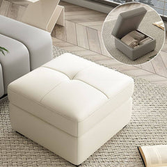 Solid color ottoman providing additional seating